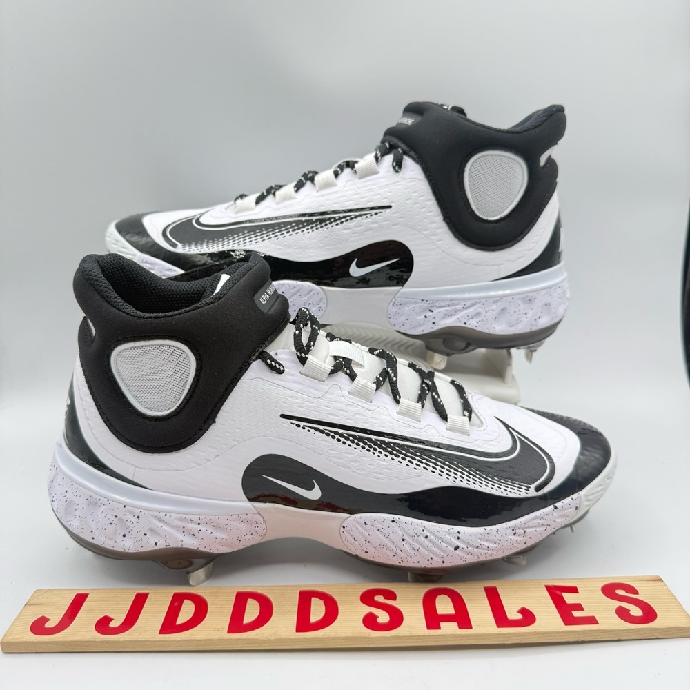 Nike Alpha Huarache Elite 4 Mid Baseball Cleats FD2744-107 White Black Men Sizes